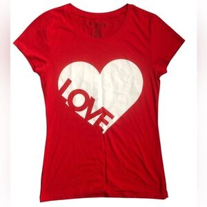 Wound Up Womens petite Top Red Tshirt Short Sleeve Graphic Tee Large